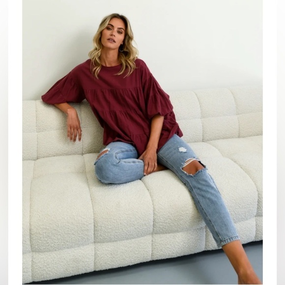 LUNAR Fox MAYA BLOUSE - MAROON Size 12 LARGE - Picture 5 of 15